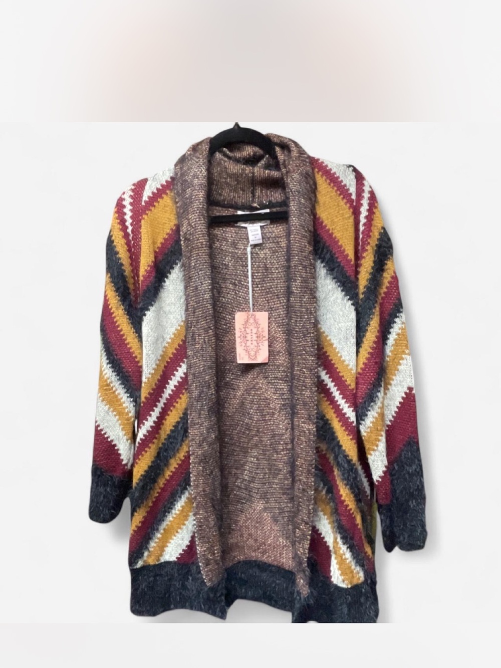 Cozy Chevron Open-Front Sweater Cardigan - Multicolor